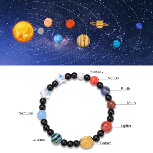 Solar System Eight Planets Guardian Star Bracelet Cosmic Jewelry with Natural Chakra Stones Adjustable Stretch Crystal Bracelet for Men Women Gift for Space Lovers2