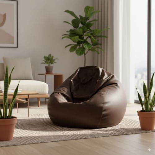 Image of 4XL Tear Drop Bean Bag Cover with Handle (Without Beans) Faux Leather Bean Bag Sofa Chair Cover for Adults & Kids Large Bean Bag for Living Room, Bedroom & Lounge