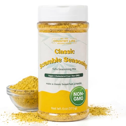 Country Life Natural Foods Tofu Scramble Seasoning 6 oz | Vegan Egg Topping Seasoning Salt | Non-GMO Plant-Based Spice Mix with Himalayan Black Salt & Herbs for Tofu, Veggies, Rice