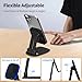 DEERLAMN Cell Phone Stand for Desk, Height Adjustable Cell Phone Holder Portable Desktop Stand, Travel Home Office Desk Accessories Compatible with iPhone 16/15/14/13/12/11 All Smartphone - Black