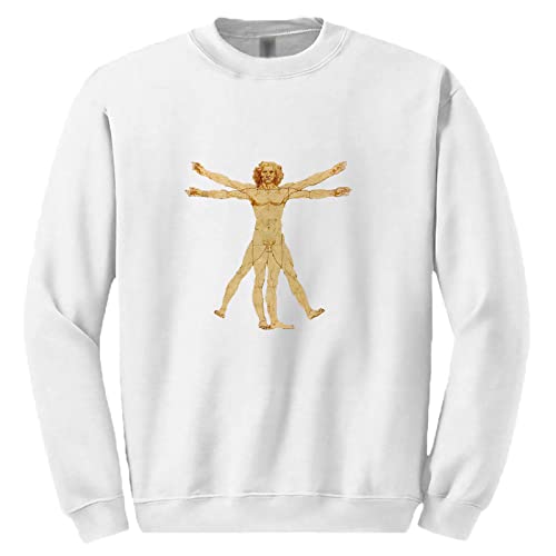 Sweat Blanc Homme motif De Vinci aux finitions soignées