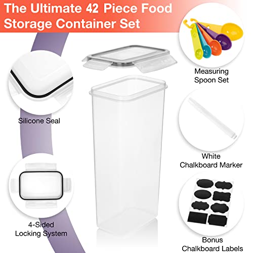 ClearSpace Airtight Food Storage Containers – 42 Pack BPA Free Kitchen Organization Set for Pantry Organization and Storage, Plastic Canisters with Durable Lids Ideal for Cereal, Flour & Sugar