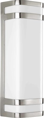 Progress Lighting Valera LED Collection 2 luces de acrílico blanco mate, moderna para exteriores, gran pared, color níquel cepillado