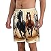 Men & Boys Fit Swim Trunks for Beach Athletic Hiking Quick Dry Drawstring Essentials Half Pants with Pockets Lining, Beachwear Wild Animal Horses Painting Fashion Swim Trunks