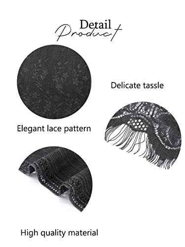 EASEDAILY Women's Shawls and Wraps for Evening Dresses Flower Lace Wedding Scarf Bridal Shrug with Fringe for Bride3