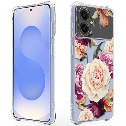 Coque Samsung Galaxy S26 Edge en caoutchouc TPU souple et résistant motif fleur violette
