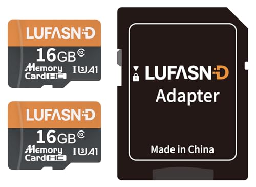 Image of 2-Pack 16GB Micro SD Card with Adapter, High Speed U3 C10 V30 SDXC Memory Card Up to 100MB /s, 4K Video Recording for GoPro, Smartphone, Camera, Tablet, Dash Cam