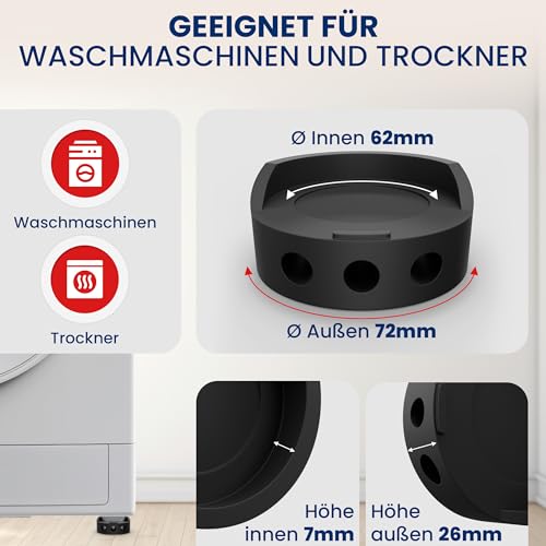 MIONIDA Schwingungsdämpfer für Waschmaschinen - Effektiver Schutz vor Vibrationen Unterlage stapelbar Universell einsetzbar Multifunktionell Lärmschutz Erhöhung (4)