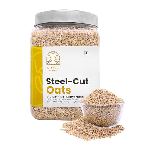 Image of Sattvic Foods Steel Cut Oats (1.7 kg) | Scottish Oatmeal, Gluten-Free & NON-GMO, Wholesome Breakfast Cereal | High in Dietary Fibre & Protein | Make Porridge, Baked Goodies