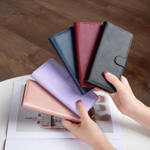 Étui portefeuille Oppo Reno 13F 5G en cuir bleu foncé à rabat - 6