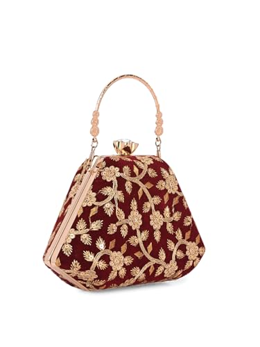 Image of TOOBA Handicraft Women's Beautiful Bling Box Clutch Bag | Evening Bag, Bridal Purse & Party Handbag | Wedding & Special Occasion Clutch (Mix Pyramid)