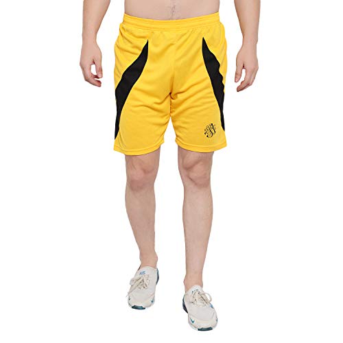 Image of Dia A Dia Men's Polycotton Running Sports Gym Shorts Pack of 4 (Green-Orange-Royal-Yellow Free Size: 28-34 Inches)