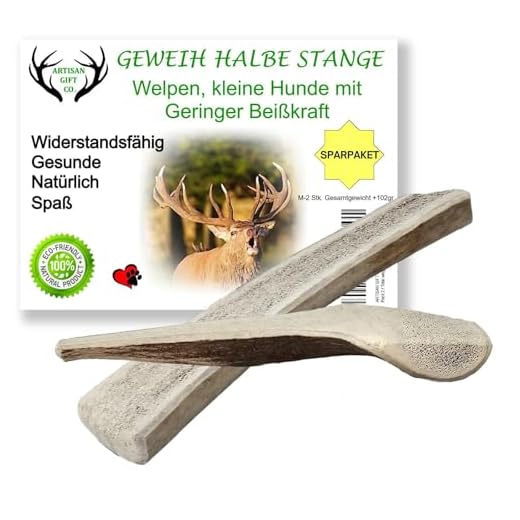 ARTISAN GIFT CO Hundesnack Rothirsch Geweih Kausnack – Halbe Stange (M) Ideal für Welpen, Hunde die sanft kauen und ältere Hunde EINWEG