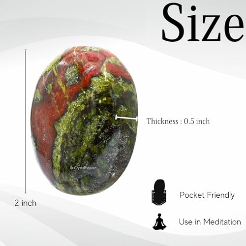 Image of Certified Dragon Bloodstone Crystal Palm Pebbles Stones for Anxiety Stress Relief Massage - AAA Grade Original Healing Gemstone Agate Palm Stone for Yoga Meditation Spiritual Reiki Feng Shui