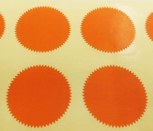 Audioprint Ltd. Pack of 500-41mm Starburst Notary/Legal/Certificate Seals - Colour Code Stickers/Sticky Labels - Choose Your Colour/s (Orange)