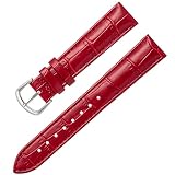 カルム 腕時計 ベルト 本革 クロコ型押し レザー 時計 バンド 交換ベルト 12㎜ ～ 22㎜ 交換説明書付き (14㎜, ダークレッド)