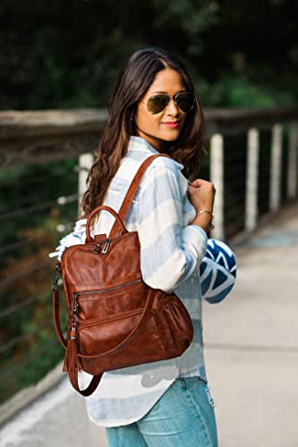 Image of Uromee Travel Backpack Purse for Women Vegan Leather Ladies Fashion Tassel Shoulder Bag Convertible