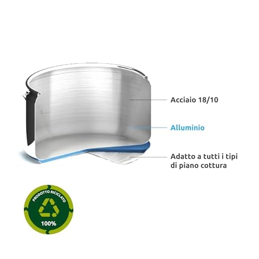 Lagostina Novia Vitamin Lagoeasy'UP Pentola a Pressione 7 L in Acciaio Inox 18/10 Ø 22 cm, Pentola Induzione e Gas, Coperchio con Apertura Facilitata, Inclusi Cestello, Ecodose e Ricettario