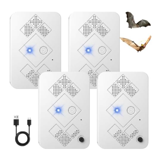 2026 Bat Fortress Mini Repeller Indoor Deterrent Adjustable Ultrasonic Bat Repellent Devices Outdoor Battery Operated Bat Repellent Keep Bats Away from Attic Eaves, Friendly to Human & Pet (4Pack)