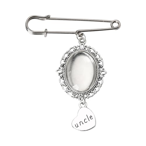 Broche de acero inoxidable con circonitas para ramo de boda con foto de recuerdo
