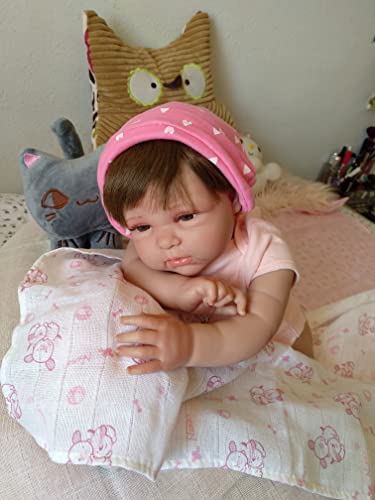 MIS MUÑECAS REBORNS Baby Reborn Olivia, Silikonvinyl, misst 52 cm und wiegt 2,3 kg, süßes trauriges Gesicht, Beutel in den Augen, echtes Gefühl beim Halten in die Arme. – Bild 3