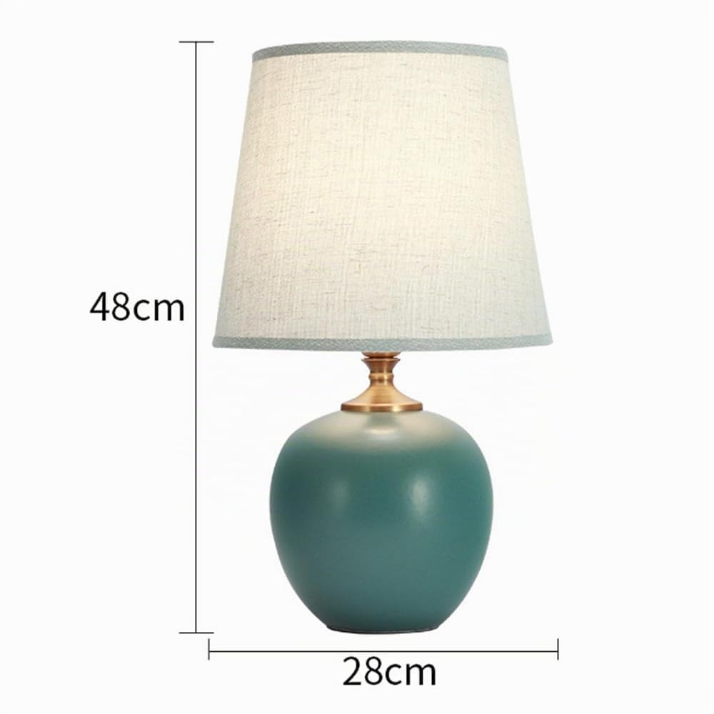 Mengjay E27 lampada da scrivania,Luce da Scrivania in Tessuto,Ceramica Lampada da scrivania,Lampada comodino per camera da letto ufficio soggiorno illuminazione decorativa (Verde)