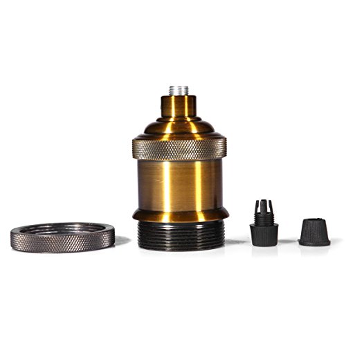 Innoccy Solid Lamp Socket E26/ E27 Vintage Industrial Edison Pendant Ceramics Light Socket Antique Brass Color, Pack Of 4 #TOP3