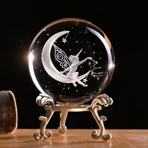 IFOLAINA Pisapapeles de bola de cristal de luna 3D, esfera de cristal, encantadora, figuras de hadas para decoración del hogar para niña | Ya disponible en tu tienda friki favorita! En mundofriki.es!