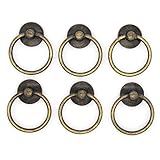 6 PCs Cabinet Hardware Drop Ring Pulls Drawer Ring Handles, Ring Diameter 1-11/16-in (4.3 cm) (Antique Brass)