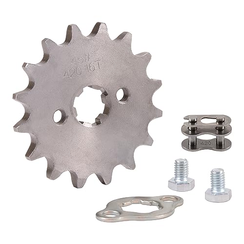 WOOSTAR Moto Piñon Delantero 420 de 16 Dientes 20mm para 50cc 70cc 90cc 110cc 125cc Dirt Pit Bike Mini Bike ATV Quad Ciclomotor