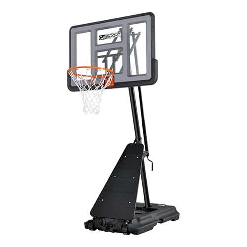 AWII SPORT Basketball Hoop Outdoor Protable 44Inch Impact Backboard, 5.3-10FT Height Adjustable Basketball Hoop Goal System with Portable Wheels for Adults