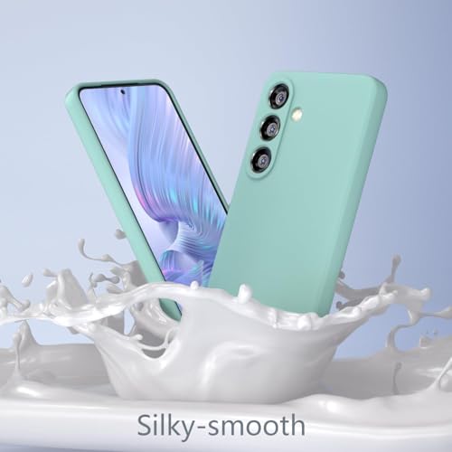Image of DIZORO Microfiber Candy Case Compatible with Samsung S26 Plus 5G Smooth Touch Cushion Liquid Soft Silicone Gel Rubber Phone Cases Non-Slip Full Body Protective Shockproof Back Cover - Mint Green