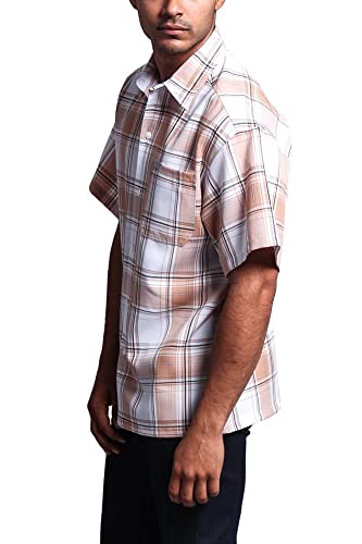 G-Style USA Western Casual Checkered Plaid Short Sleeve Button Up Shirt2