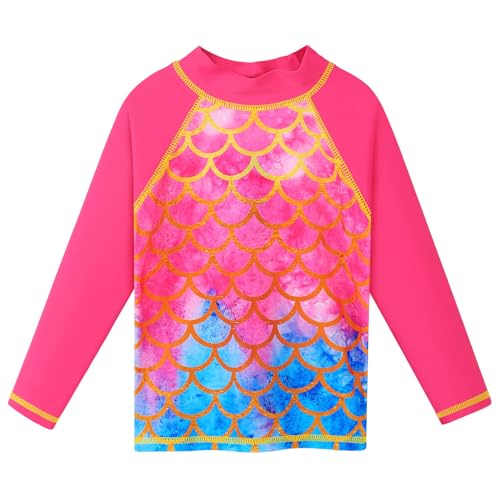 Image of Girls Two Piece Swimsuit Long Sleeve Floral Bathing Suit UPF 50+ Summer Beach Swimwear