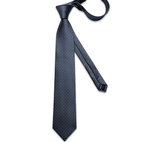 Image of DiBanGu Mens Silk Necktie Solid Color Tie and Pocket Square Cufflink Tie Clip Set Woven Plain Ties for Men Wedding Party