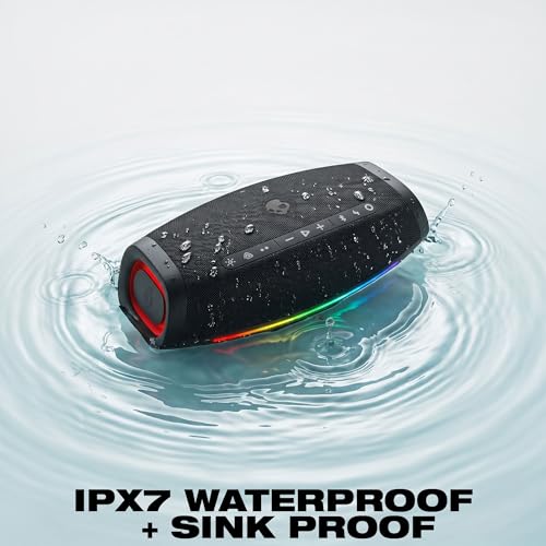 Image of Skullcandy Barrel Micro Portable Bluetooth Speaker, IPX7, 24-Hour Battery | Waterproof, USB-C, Multi-Speaker Link, LED Light Show, Utility Strap & Carabiner, Rechargeable Battery, Wireless Speaker