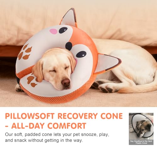 Image of BEAUTYZOO Inflatable Dog Cone Collar Alternative After Surgery, Soft Donut Recovery E-Collar for Large & XL Dogs Girls Boys, Adjustable Pet Neck Cone to Stop Licking Wounds, XL