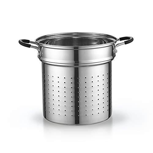 Cook N Home 4-Piece Stainless Steel Pasta Cooker Steamer Multipots, 12 Quart, Silver #TOP3