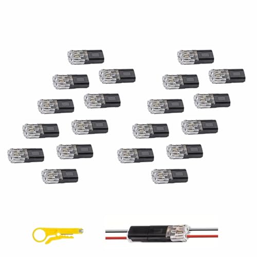 20 PCS Double Wire Plug in Connector with Locking Buckle, 18-22 AWG Low Voltage Electrical Connectors, Tool-Free Quick Connect for Automotive Electronics & Car Lighting