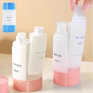 Leak-Proof Travel Bottles 4-in-1 Refillable Travel Size Bottles – TSA Approved Toiletry Containers for Shampoo Lotion and Cosmetics – Empty Travel Squeeze Bottles for Women & Men