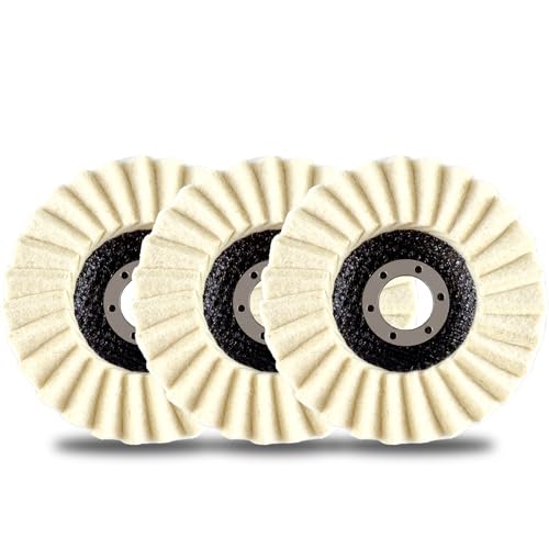 3PCS Wool Felt Flap Polishing Disc, Wool Felt Flap Discs Polishing Wheel, 4.5 Inch Wool Polishing Wheel for Angle Grinder, Metal, Marble, Stone, Furniture, Car Wax (3)