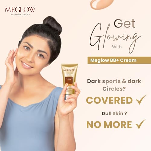 Image of Meglow Beauty BB+ Cream (30g) with SPF 15 Brightening, Moisturizing and Instant Complexion Enhancement and Enriched with Natural Ingredients Meglow Lip Shiner (15g)- Combo Pack of 2