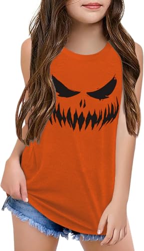 Image of Qbily Tank Tops for Girls Kids Summer Casual Cute Sleeveless Crewneck Graphic T Shirt 5-14 Years