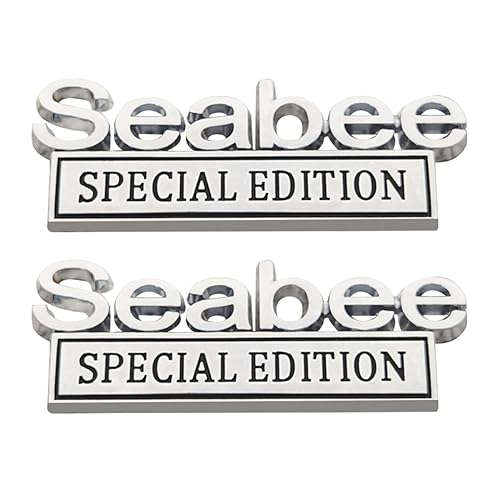 BESULEN 2PCS Seabee Edition Emblem Car Decals, 3D Metal Letters Badge Sticker for Auto Fender Trunk Tailgate, Car Accessories, Armed Force Military Adhesive Decal for SUV Truck Laptop (Silver/Black)