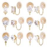 Beebeecraft 12 Stück 6 Stile Ohrclips 18 Karat Vergoldete Zirkonia Ohrclips Mit Schlaufe Für Nicht Durchbohrte Ohrschmuckherstellung DIY