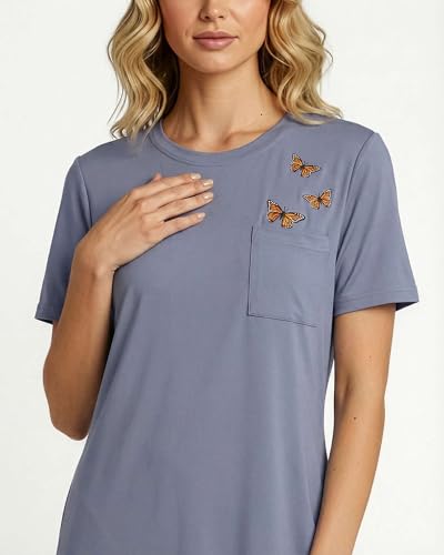 Image of Real Essentials 3 Pack: Women's Short Sleeve Nightgown Dress - Nightshirt Pajama Sleep Shirt Sleepwear (Available in Plus)