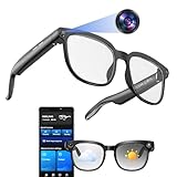HUSHVANE Smart Glasses with Camera, 1080P Video Recording Smart Glasses with Audio, Open-Ear Bluetooth 5.3, AI Assistant, Dual HD Cameras, Touch Control