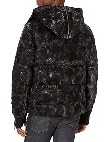 Image of KARL LAGERFELD Men's Smoke Print Fleece Lined Puffer Jacket