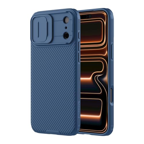 Image of Nillkin for iPhone 17 Pro Max Case with Slide Camera Cover, Thin Slim Fit, Shockproof Protective, Protector Privacy, Phone Case iPhone 17 Pro Max Camera Lens Protector 6.9 inch, Blue