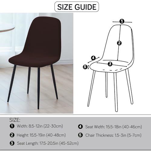 Image of HOKIPO 'SereneSolids' 140 GSM Shell Chair Cover, Mid Century Modern Dining Chair Cover, Pack of 1, Coffee (AR-6248-CFE)